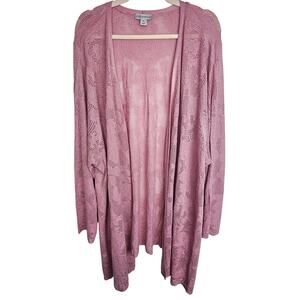 Catherines Womens Crochet Open Knit Floral Cardigan Sweater Plus Size 5X Open